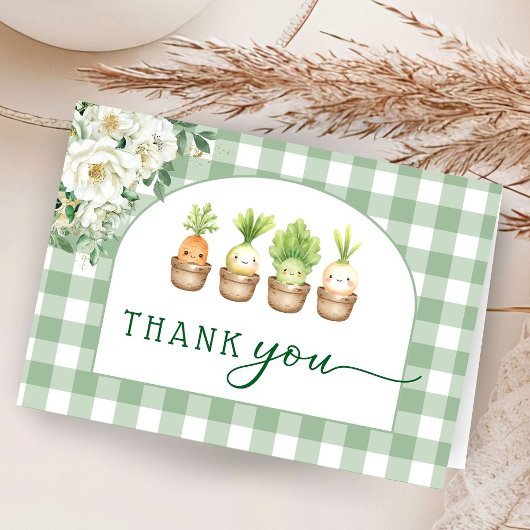 Little Sprout Baby Shower Folded Thank You Cards サンキューカード