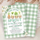 Little Sprout Baby Shower Green Gender Neutral 招待状