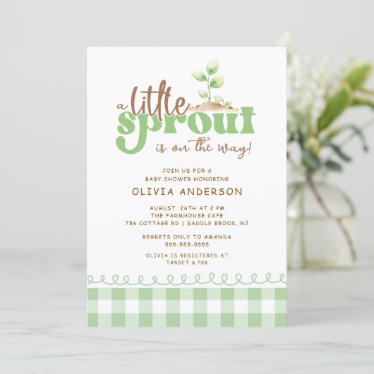 Little Sprout Baby Shower Invitation 招待状 (スタンド正面)