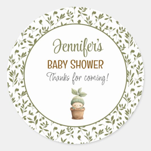 Little Sprout Baby Shower Sticker ラウンドシール (正面)