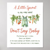 Little Sprout Clothesline Don't Say Baby Shower ポスター (正面)
