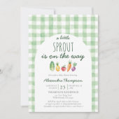Little Sprout Cute Produce Watercolor Baby Shower 招待状 (正面)