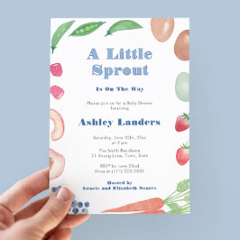 Little Sprout Farmers Market Baby Boy Shower 招待状