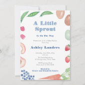 Little Sprout Farmers Market Baby Boy Shower 招待状 (正面)