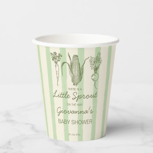 Little sprout farmers market baby shower monogram  紙コップ (正面)