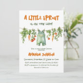 Little Sprout Garden Clothesline Baby Shower 招待状 (スタンド正面)