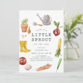 Little Sprout Garden Theme Baby Shower 招待状 (スタンド正面)