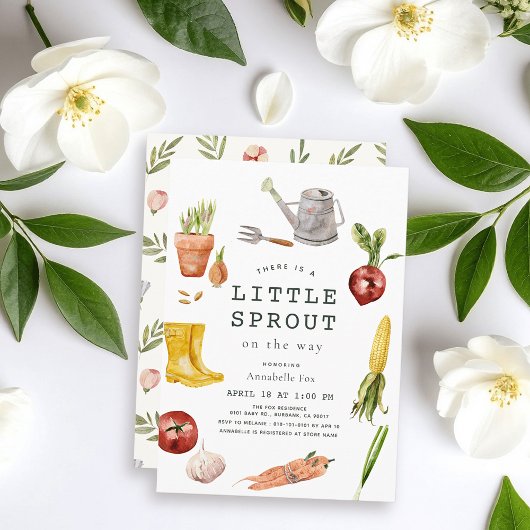 Little Sprout Garden Theme Baby Shower 招待状