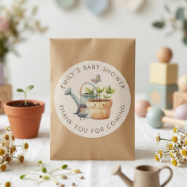 Little Sprout Girl Boy Garden Baby Shower Thanks ラウンドシール