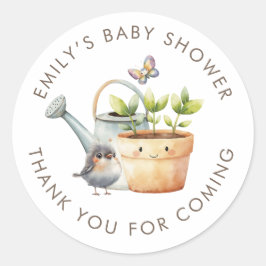 Little Sprout Girl Boy Garden Baby Shower Thanks ラウンドシール