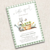 Little Sprout Green Gingham Garden Baby Shower  招待状