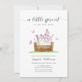 Little Sprout Meadow Lavender Garden Baby Shower 招待状 (正面)