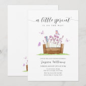 Little Sprout Meadow Lavender Garden Baby Shower 招待状 (正面/裏面)