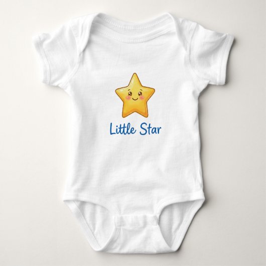 Little Star Baby Bodysuit – Cute Yellow Star Illus ベビーボディスーツ (正面)