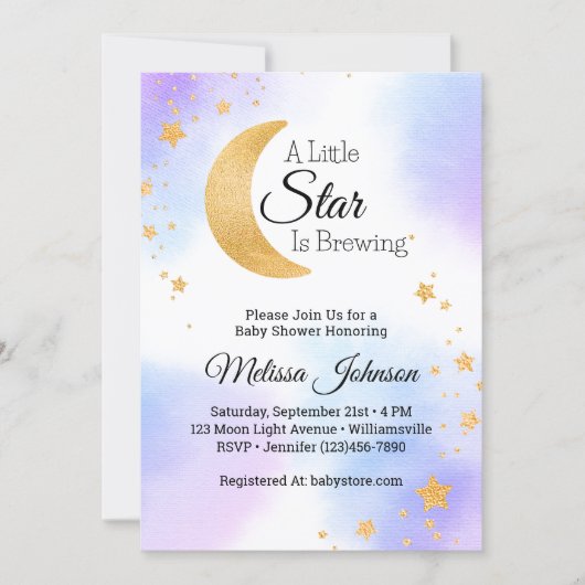 Little Star Brewing Celestial Baby Shower 招待状 (正面)