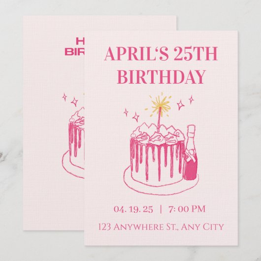 Little Star Turns 1 – Editable First Birthday Invi 招待状 (正面/裏面)