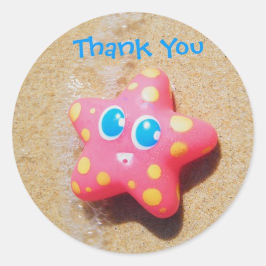 Little Starfish Thank You Sticker ラウンドシール (正面)