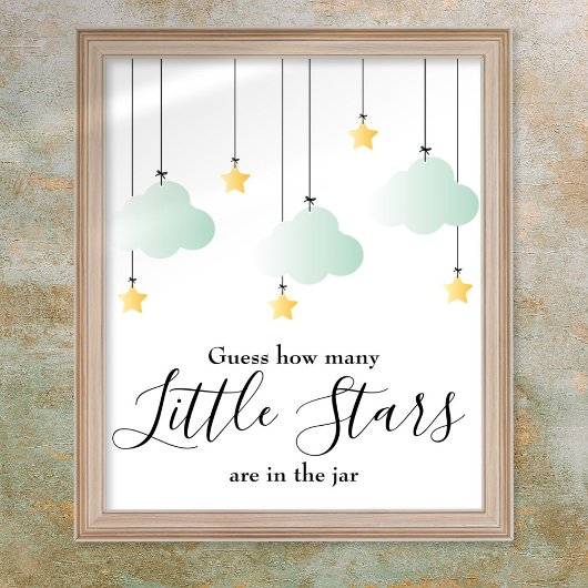 Little Stars Baby Shower Game Sign ポスター