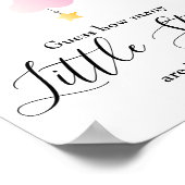 Little Stars Pink Baby Shower Game Sign ポスター (角)