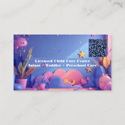 Little Steps Day Care QR Code Pastel Pink Violet 名刺 (裏面)