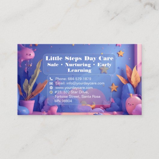 Little Steps Day Care QR Code Pastel Pink Violet 名刺 (正面)