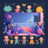 Little Steps Day Care QR Code Pastel Pink Violet 名刺