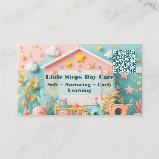 Little Steps Day Care Small Business QR Code 名刺 (正面)