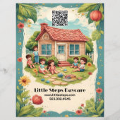 Little Steps Daycare Company ロゴ モダン カスタム チラシ (裏面)