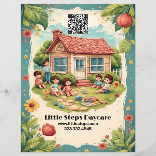 Little Steps Daycare Company Logo Modern Custom チラシ (裏面)