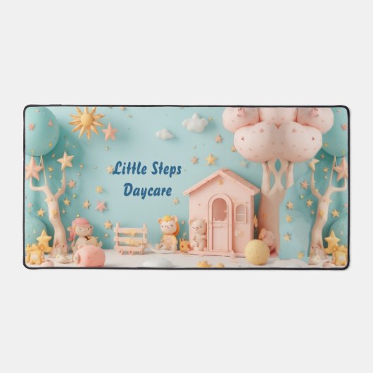 Little Steps Daycare Pastel Greenery Personalized デスクマット (正面)