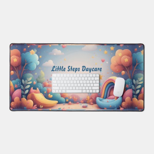 Little Steps Daycare Pastel Whimsical Personalized デスクマット (キーボード&マウス)