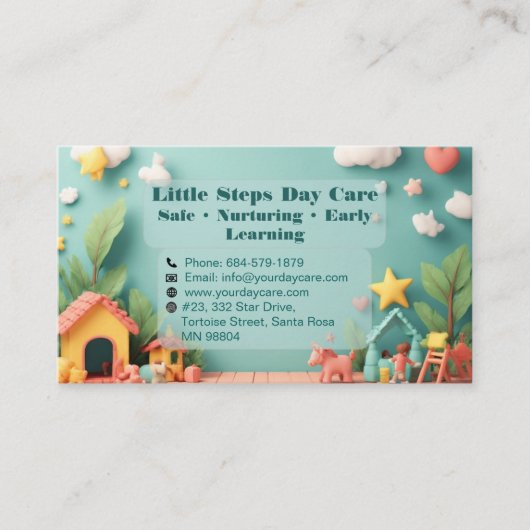 Little Steps Montessori Day Care QR Code Pastel 名刺 (正面)