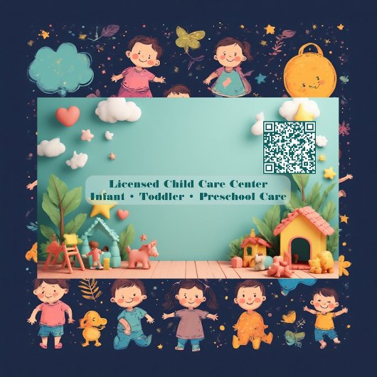 Little Steps Montessori Day Care QR Code Pastel 名刺