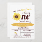 Little Sunflower 1st Birthdayへの招待 招待状 (正面/裏面)