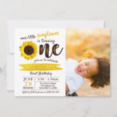 Little Sunflower 1st Birthday写真 招待状 (正面)