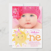 Little Sunshine 1st Birthday Girl写真 招待状 (正面)