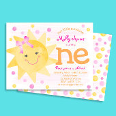 Little Sunshine 1st Birthday Girl写真 招待状