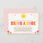 Little Sunshine Baby Shower本を持ってくるピンクの女の子 招待状 (正面/裏面)