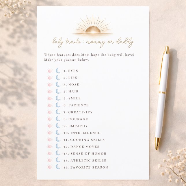 Little Sunshine Baby Shower Game Baby Traits (クリエイターアップロード済み)