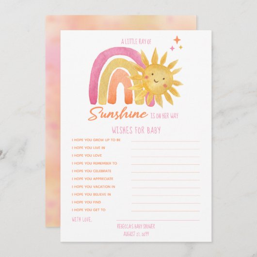 Little Sunshine Baby Showersベビー 招待状 (正面/裏面)