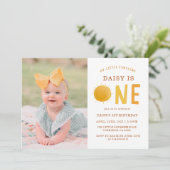 Little Sunshine Is One 1 Birthday Photo 招待状 (スタンド正面)