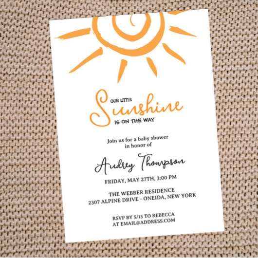 LITTLE SUNSHINE ON THE WAY BABY SHOWER招待状 招待状