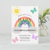 Little Sunshine & Rainbows Baby Shower Invitation 招待状 (スタンド正面)
