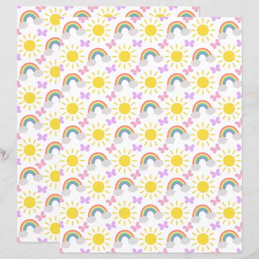  Little Sunshine & Rainbows Scrapbook Paper (正面/裏面)