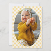Little Sunshine Sun Yellow Gingham 1st Birthday 招待状 (裏面)