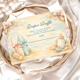 Little Surfer Baby Shower Diapper Raffle エンクロージャーカード