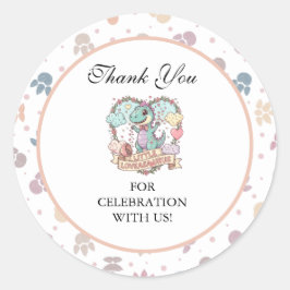 Little Sweet Dino Birthday Party ラウンドシール