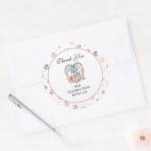 Little Sweet Dino Birthday Party ラウンドシール (封筒)