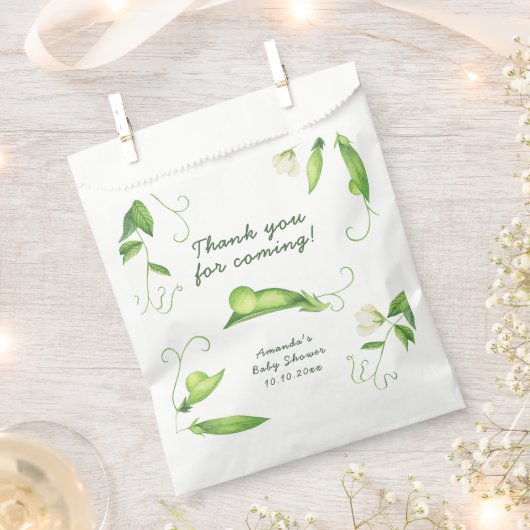 Little Sweet Pea Baby Shower Thank You フェイバーバッグ (クリップ留めされた状態)