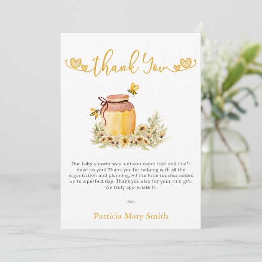 Little Sweeteはミツバチの赤ちゃんシャワーの途中にある サンキューカード (スタンド正面)